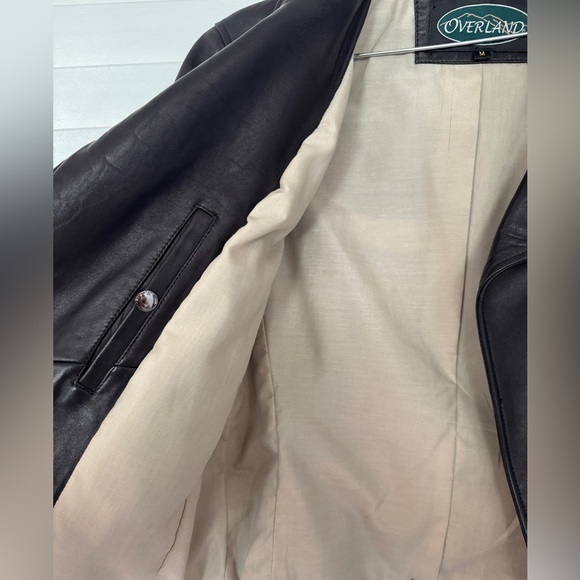 Overland Vintage Black Leather Moto Jacket Size M - Picture 8 of 11